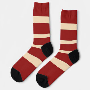 Dk Red + Creme Stripes Socks