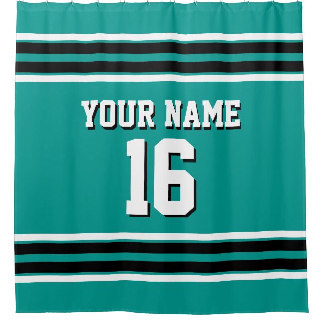 Dk Teal Black White Stripes Sports Jersey (Front)