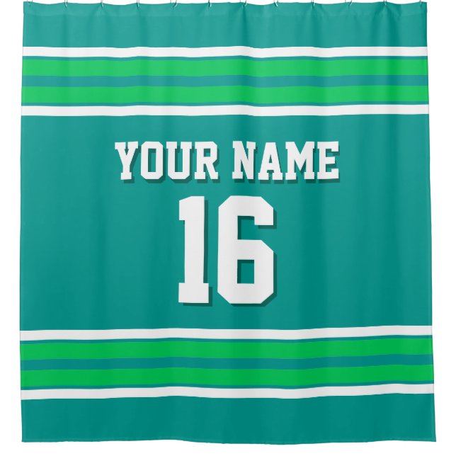 Dk Teal Emerald Green White Stripes Sports Jersey (Front)