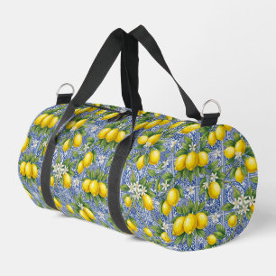 DLemon Blue French Country Watercolor Tile Duffle Bag