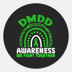 Dmdd Awareness We Fight Together Rainbow  Classic Round Sticker