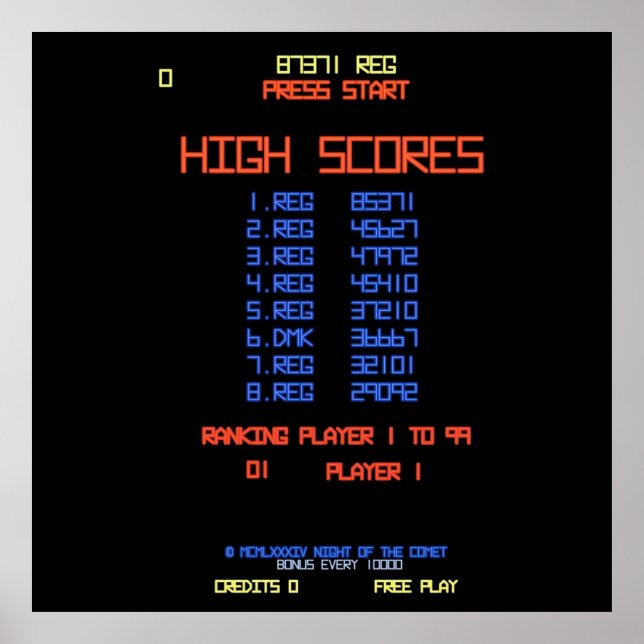 DMK High Score  Night of the Comet Poster (Front)