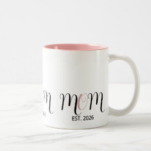 DMom Established Black Pink Script New Mom Gift Two-Tone Coffee Mug