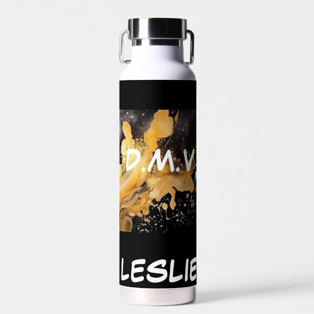 DMV GOLD AND WHITE MUG WATER BOTTLE (Front)