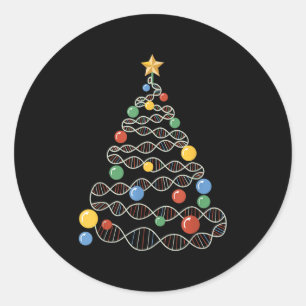 Dna Christmas Tree Funny Science Puns Christmas Te Classic Round Sticker