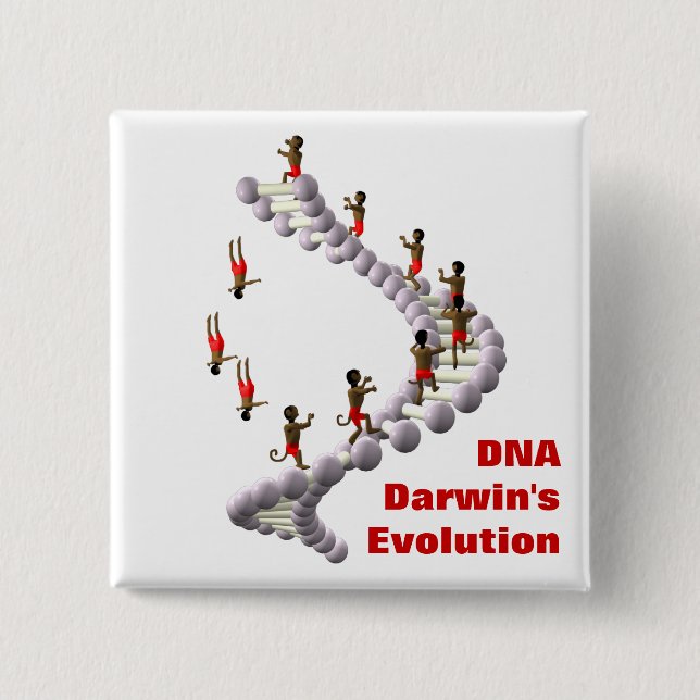 DNA Darwin's Evolution 2 Inch Square Button (Front)