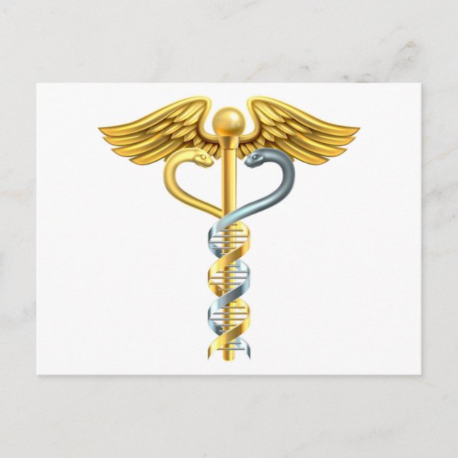 DNA Double Helix Caduceus Concept Postcard (Front)