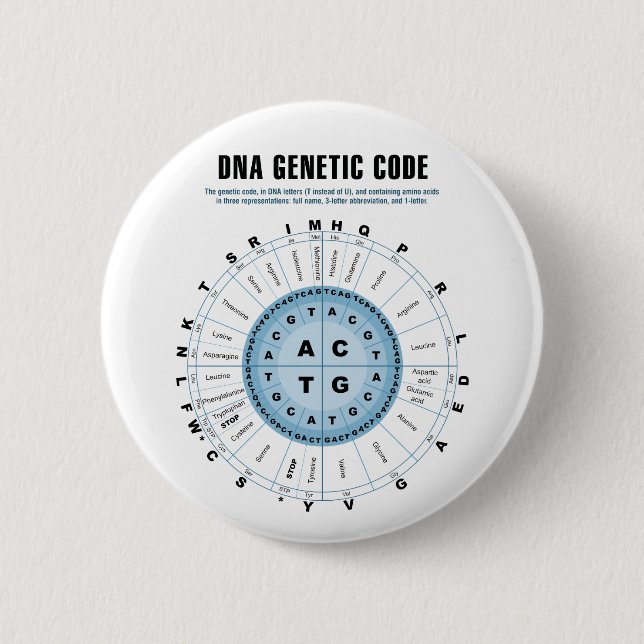 DNA Genetic Code Chart 2 Inch Round Button (Front)