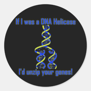 DNA Helicase Unzips Genes! Classic Round Sticker