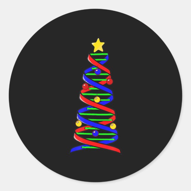 DNA Helix Christmas Tree Life Science Biology Classic Round Sticker (Front)