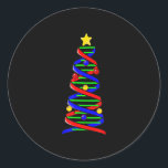 DNA Helix Christmas Tree Life Science Biology Classic Round Sticker<br><div class="desc">DNA Helix Christmas Tree Life Science Biology</div>