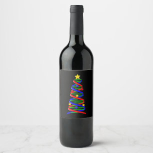DNA Helix Christmas Tree Life Science Biology Wine Label
