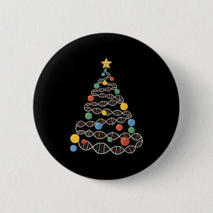 Dna Helix Christmas Tree Scientist Biology Science 2 Inch Round Button