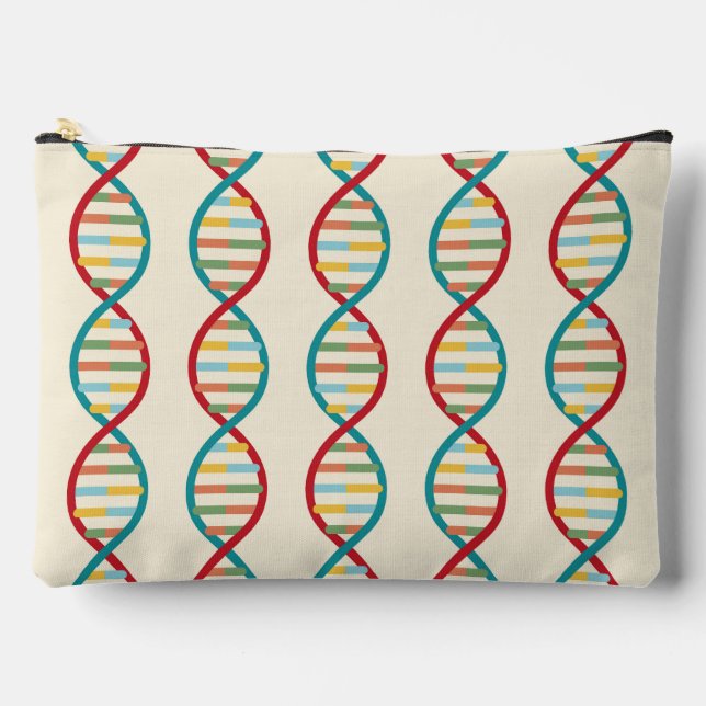 ​​DNA Mid Century Modern STEM Biology Stripe cream Accessory Pouch (Front)