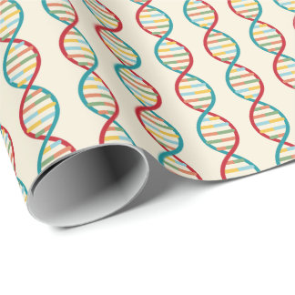 DNA Mid Century Modern STEM Biology Stripe cream Wrapping Paper