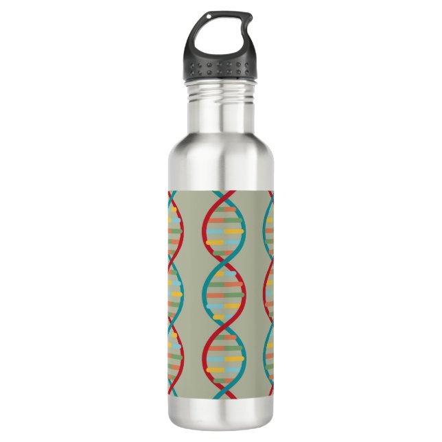 ​​DNA Mid Century Modern STEM Biology Stripe green 710 Ml Water Bottle (Front)