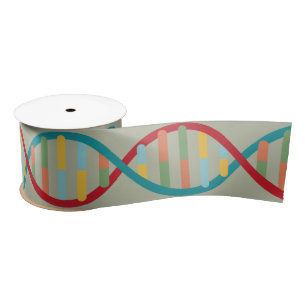 ​​DNA Mid Century Modern STEM Biology Stripe green Satin Ribbon
