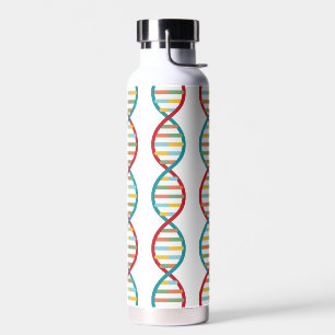 ​​DNA Mid Century Modern STEM Biology Stripe white Water Bottle