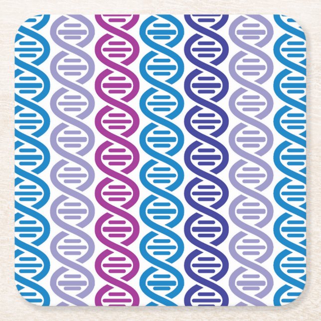 DNA Pattern Square Paper Coaster (Front)