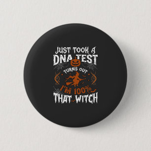Dna Test Witch Halloween Pumpkin Spider Web 2 Inch Round Button