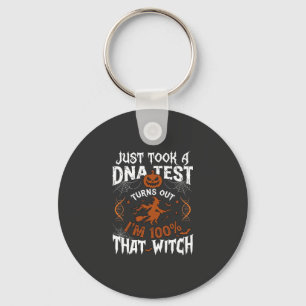 Dna Test Witch Halloween Pumpkin Spider Web Keychain