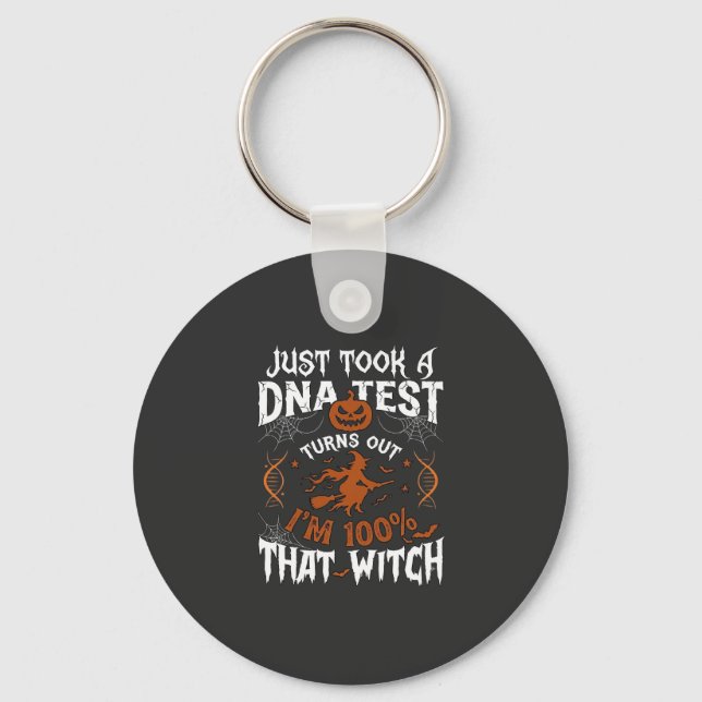 Dna Test Witch Halloween Pumpkin Spider Web Keychain (Front)