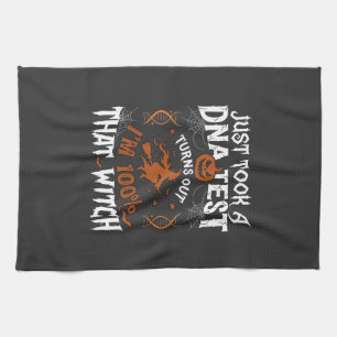 Dna Test Witch Halloween Pumpkin Spider Web Kitchen Towel