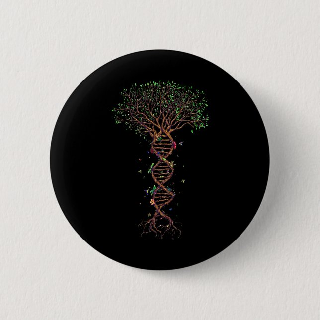 Dna Tree Genetic Funny Earth Day Plant A Tree Life 2 Inch Round Button (Front)