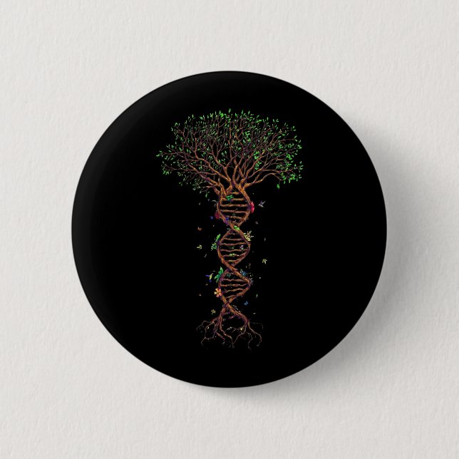 DNA Tree Genetic Funny Earth Day Plant A Tree Life 2 Inch Round Button (Front)