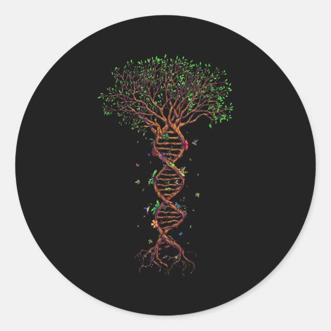 Dna Tree Genetic Funny Earth Day Plant A Tree Life Classic Round Sticker (Front)