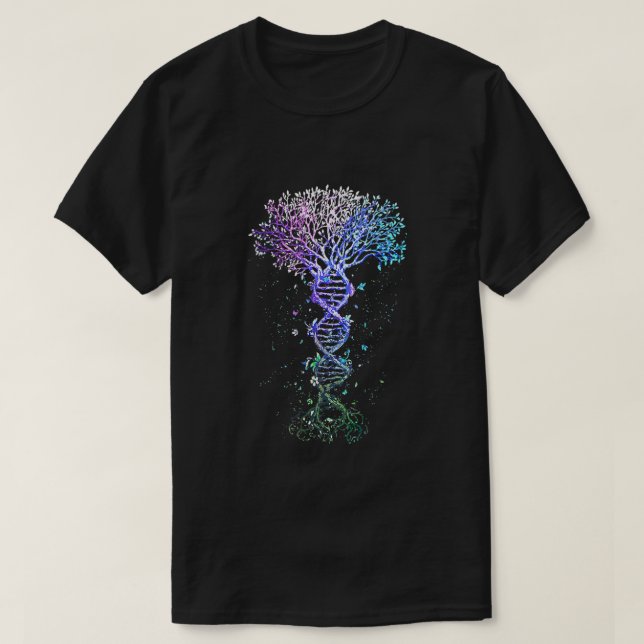 DNA Tree Life Earth Genetics Biologist Science Gif T-Shirt (Design Front)