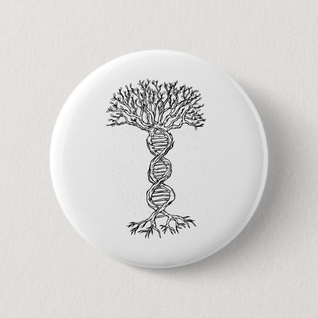Dna Tree Life Genetics Biologist Science Earth Day 2 Inch Round Button (Front)