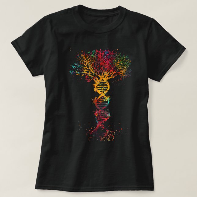 DNA Tree Life Genetics Biologist Science Earth Day T-Shirt (Design Front)