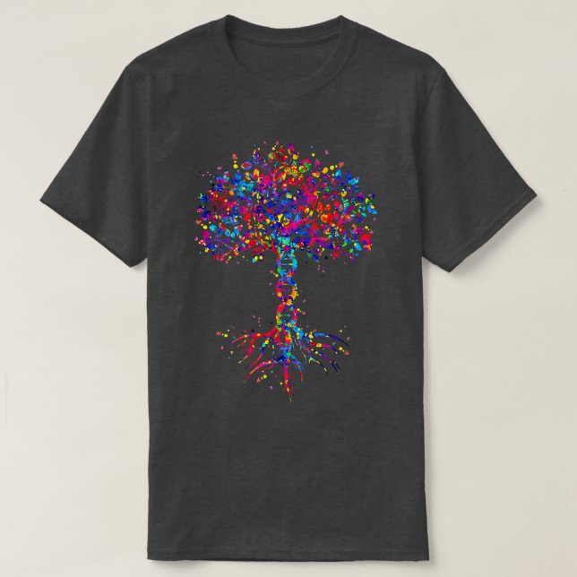 DNA Tree Life Watercolor Genetic Biologist Science T-Shirt (Design Front)