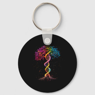 Dna tree of life genetics biology outer space keychain