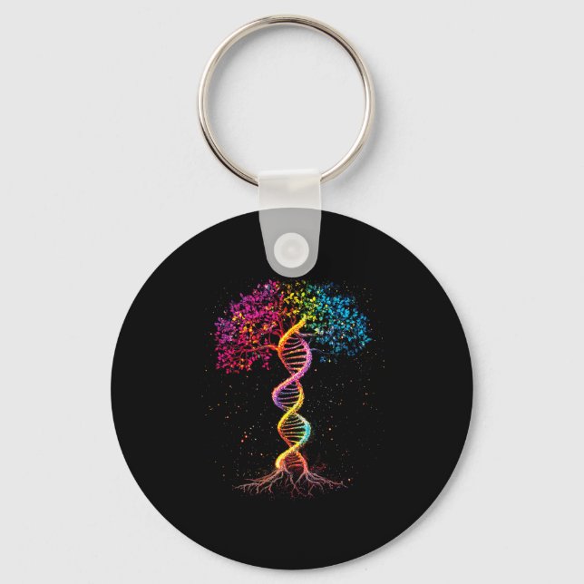 Dna tree of life genetics biology outer space keychain (Front)