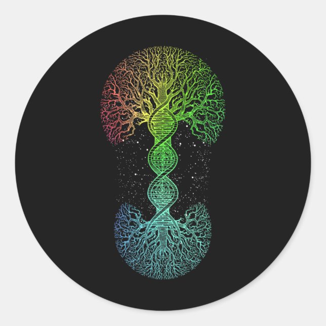 Dna Tree Of Life Science Of Genetics Earth Day Gen Classic Round Sticker (Front)