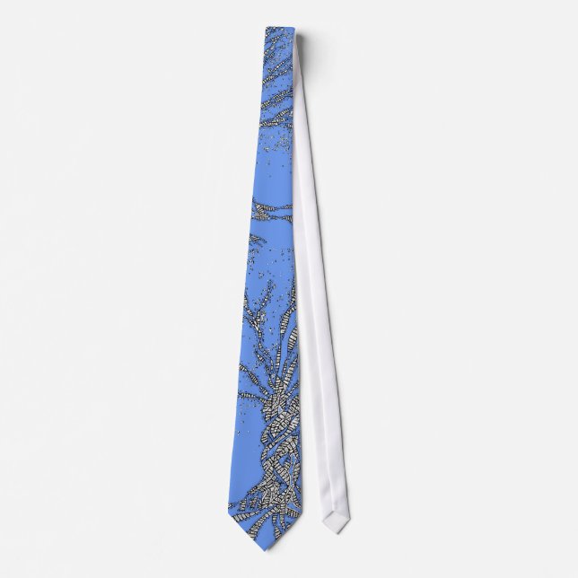 DNA TREE or Tree of Life Stylized Blue Tie (Front)