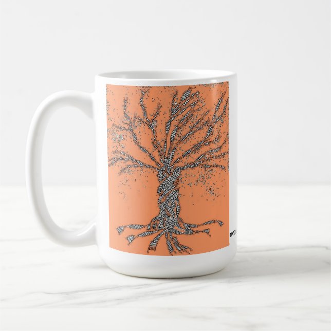 DNA TREE or Tree of Life Stylized orange mug (Left)