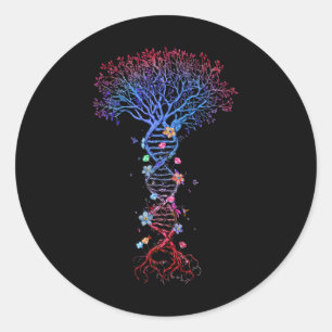 Dna Tree Root Life Genetic Funny Earth Day Awarene Classic Round Sticker