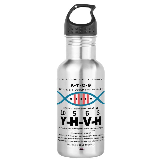 DNA-YHVH Code, 710 Ml Water Bottle (Front)