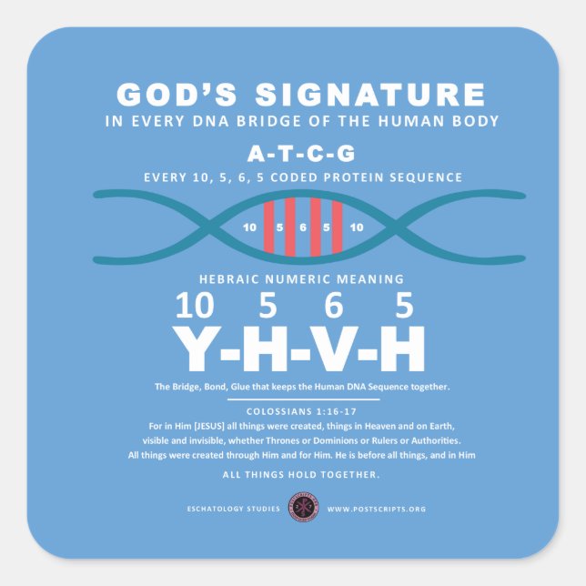 DNA-YHVH Code Square Sticker (Front)