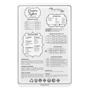 Dnd 5e Dungeon Master Quick Reference Guide Magnet