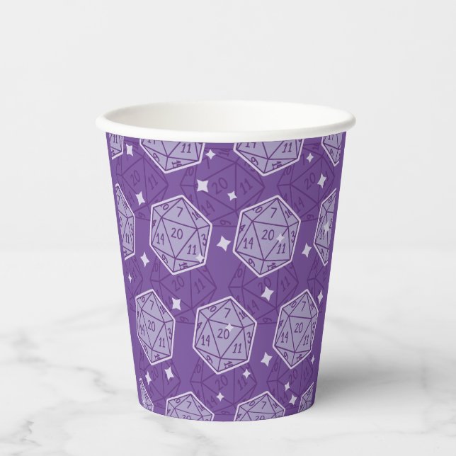 DnD Birthday Party Dungeons & Dragons D20 Dice Paper Cups (Front)