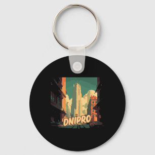 Dnipro Retro Ukraine Vintage Ukrainian Traveling T Keychain