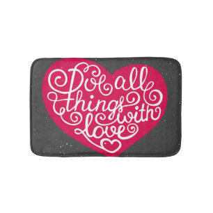 Do All Things With Love Red Bath Mat