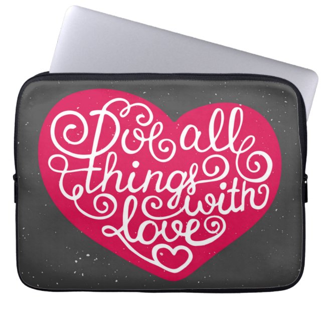 Do All Things With Love Red Laptop Sleeve (Front)