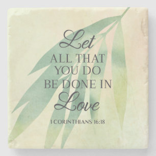 Do All With Love Bible Verse Stone Coaster