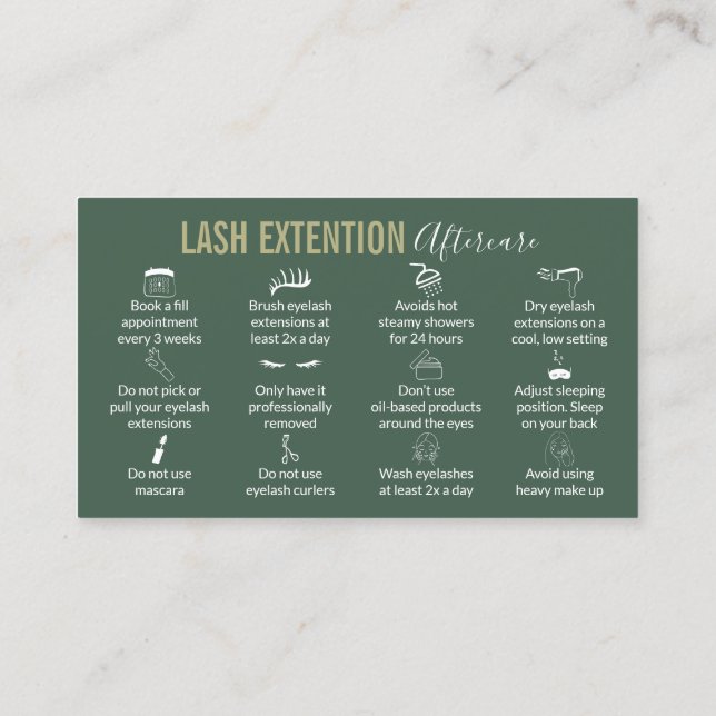 Do and not to do after lash extensions business card (Back)