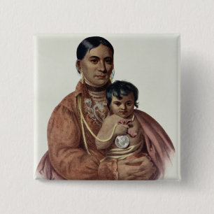 Do-Hon-Go, an Osage Woman 2 Inch Square Button
